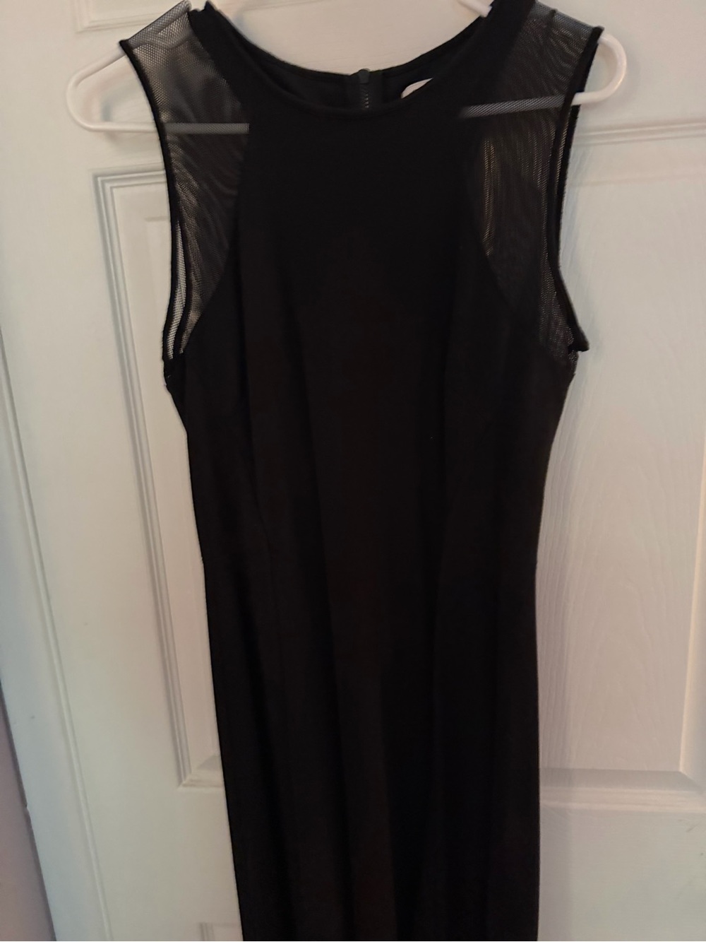 Carmen Marc Valvo Black Mesh Sleeveless A-Line Midi Dress Size S